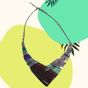 Vintage metal & pastel necklace